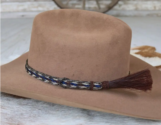 Horsehair Blue Braided Tassel Hat Band - Cobalt
