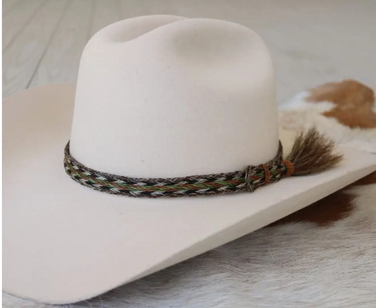 Horsehair Green Braided Tassel Hat Band