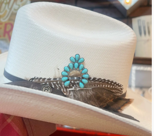 Western Turquoise Squash Blossom Hat Pin