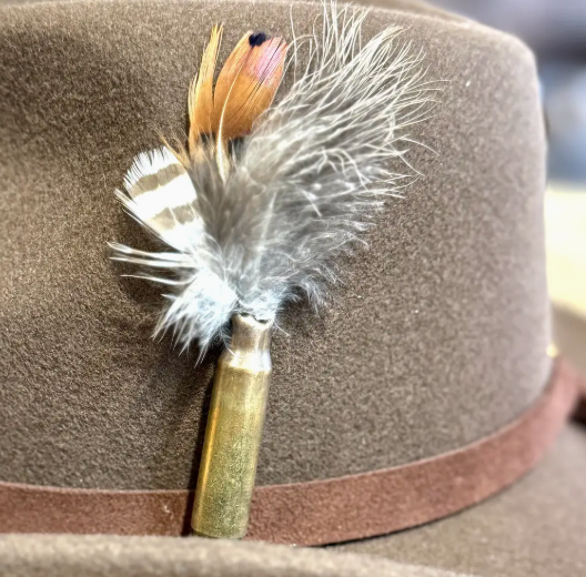 Feather Pin Bullet Casing Hat Pin